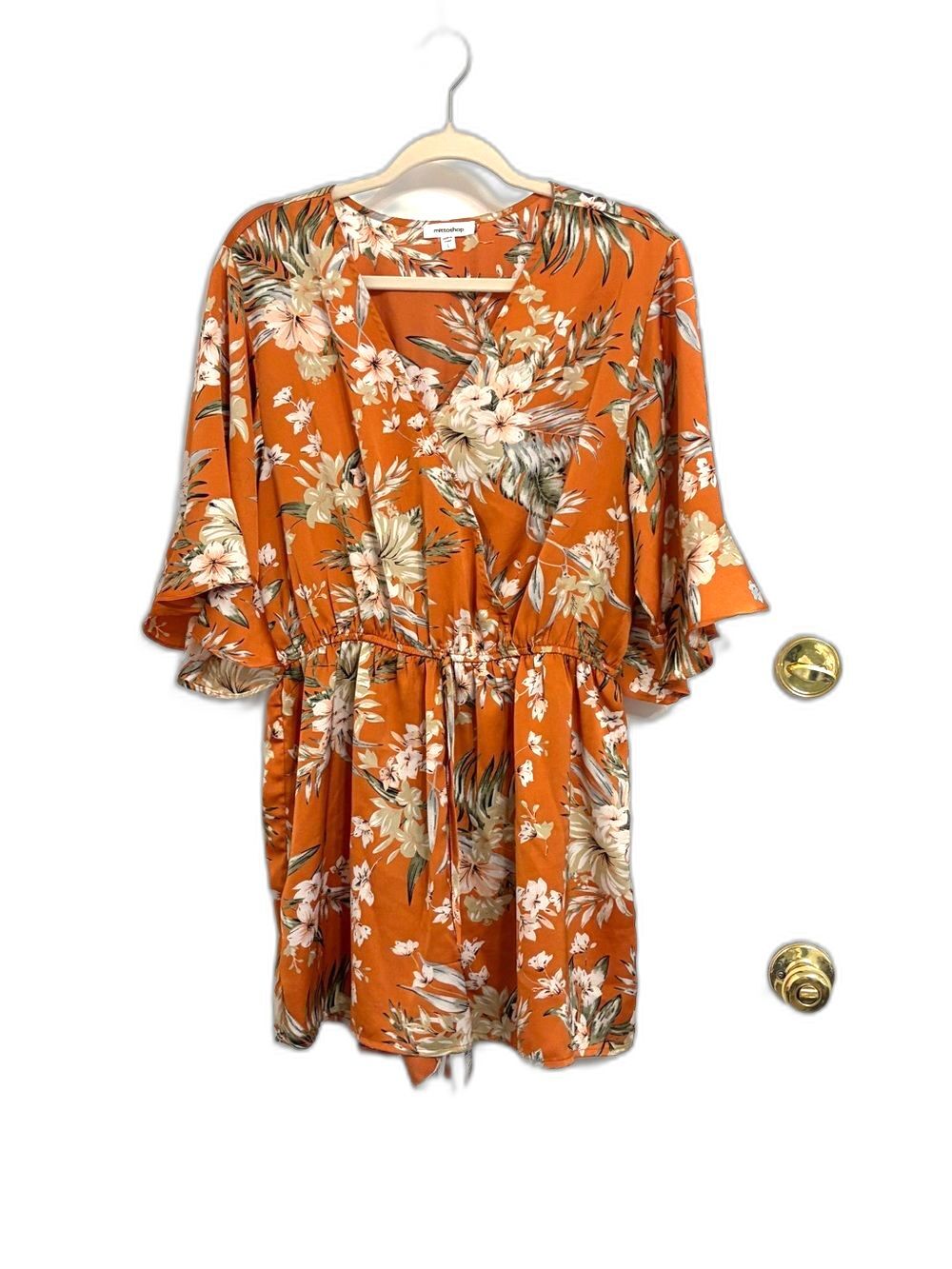 Mittoshop Orange Floral Romper Size L